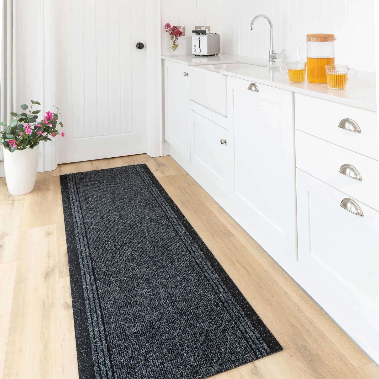 Dark Grey Hard Wearing Runner Rugs