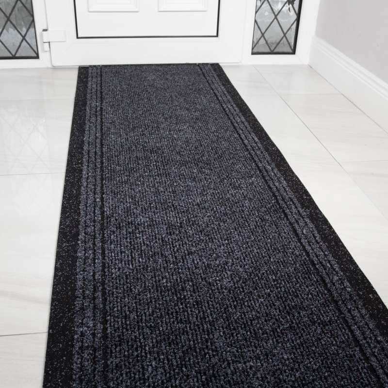 Dark Grey Hard Wearing Runner Rugs