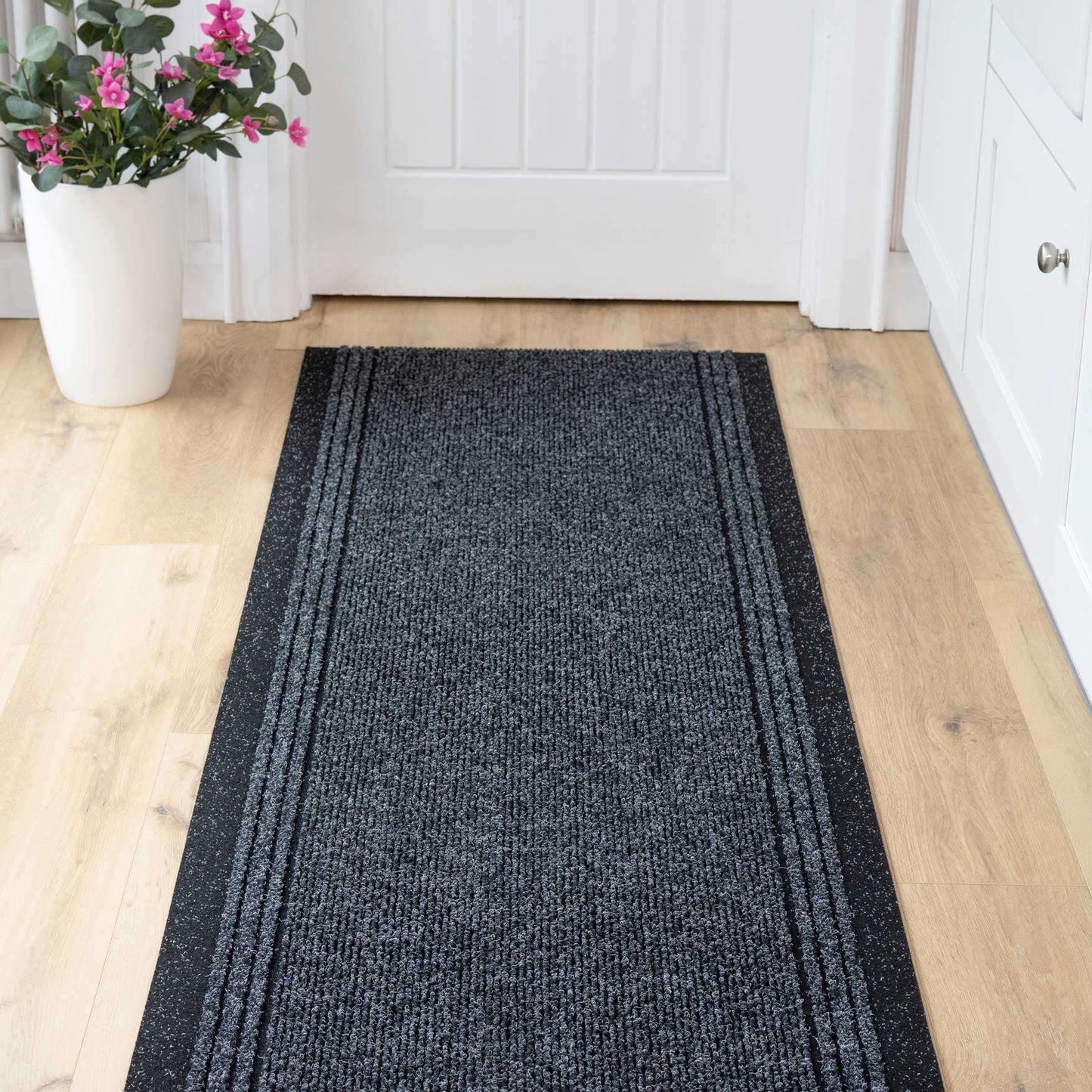 Dark Grey Hard Wearing Runner Rugs