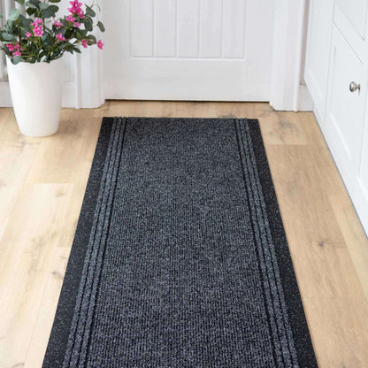 Dark Grey Hard Wearing Runner Rugs