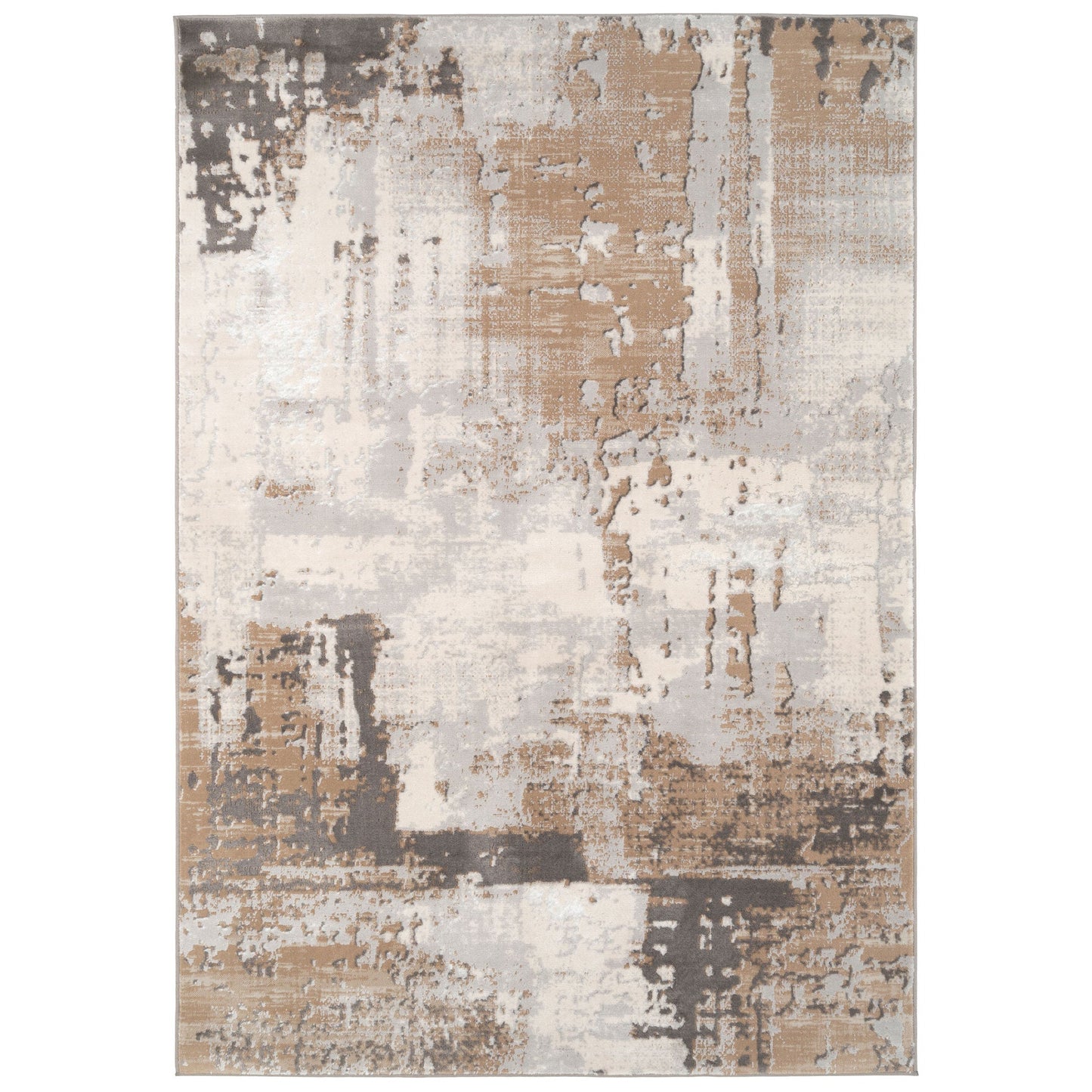 Distressed Abstract Beige Area Rug - Grace