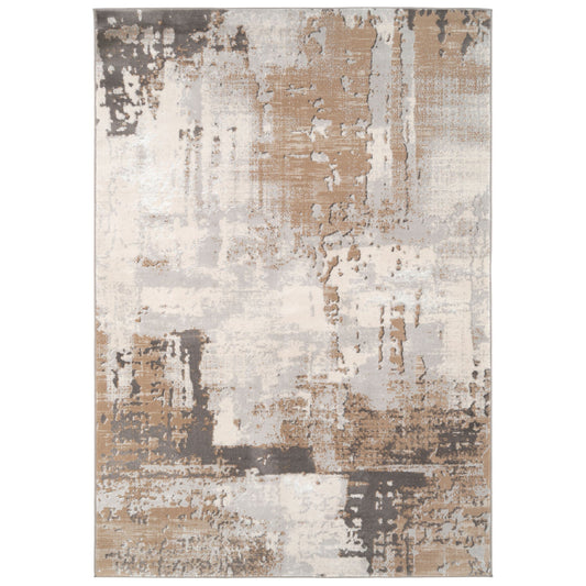 Distressed Abstract Beige Area Rug - Grace