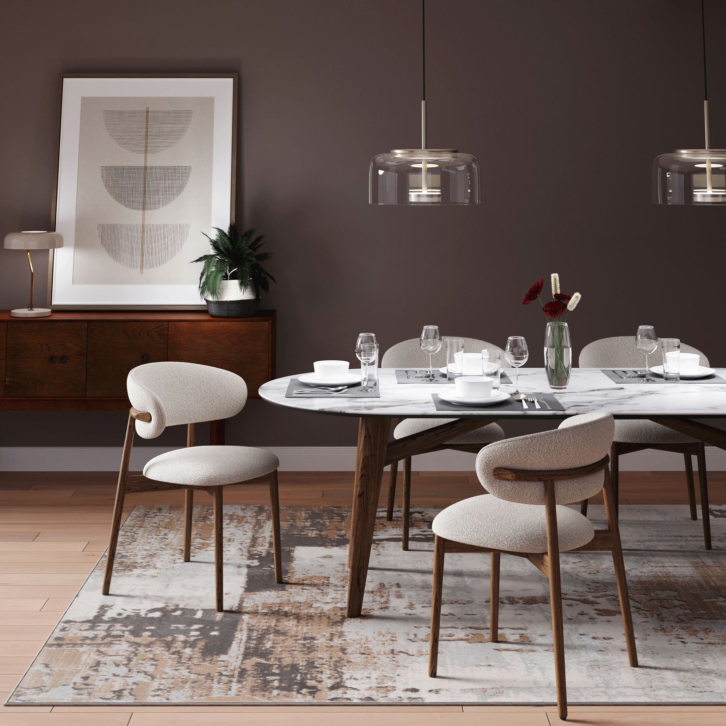 Distressed Abstract Beige Area Rug - Grace