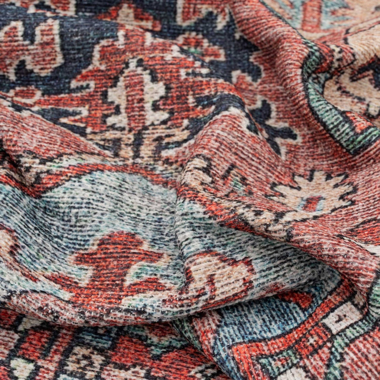 Flatwoven Washable Red Distressed Traditional Rug - Savanna