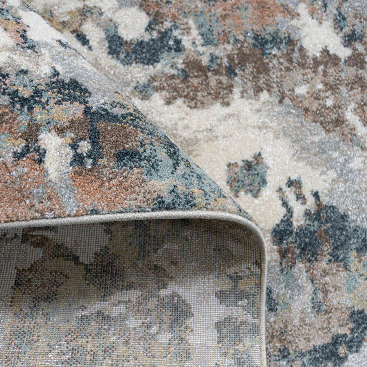 Soft Modern Blue Grey Painted Canvas Effect Rugs - Artist